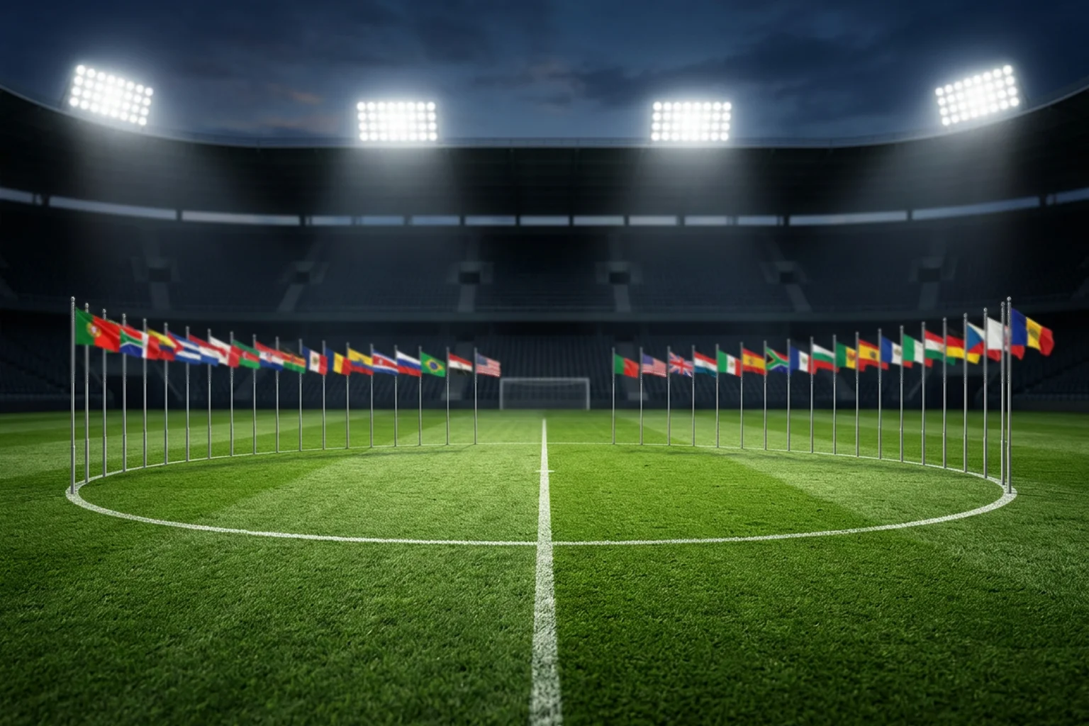 All 48 World Cup 2026 qualified teams displayed with rating badges